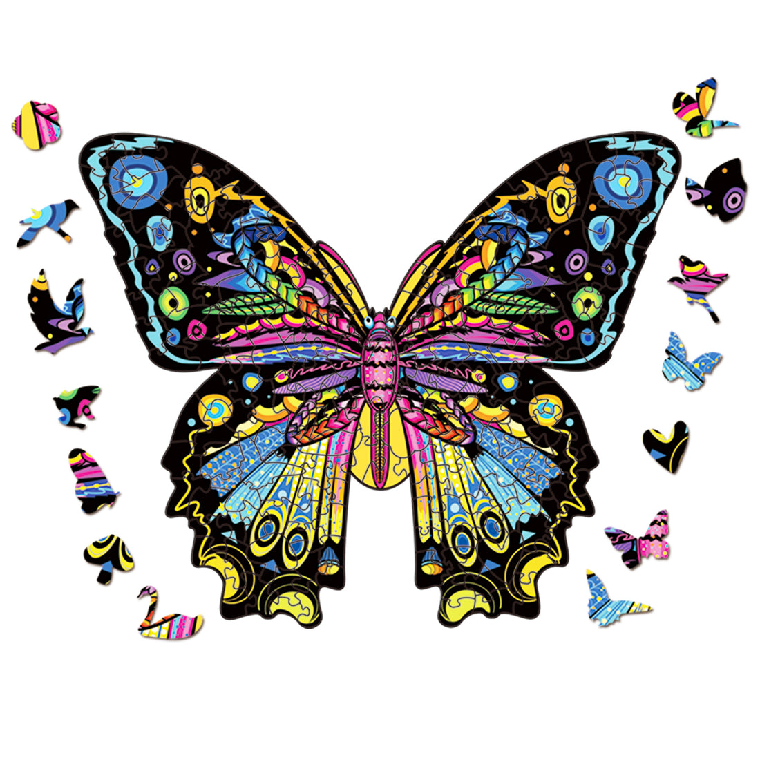 Multi-Size Colorful Butterfly Wooden Puzzle