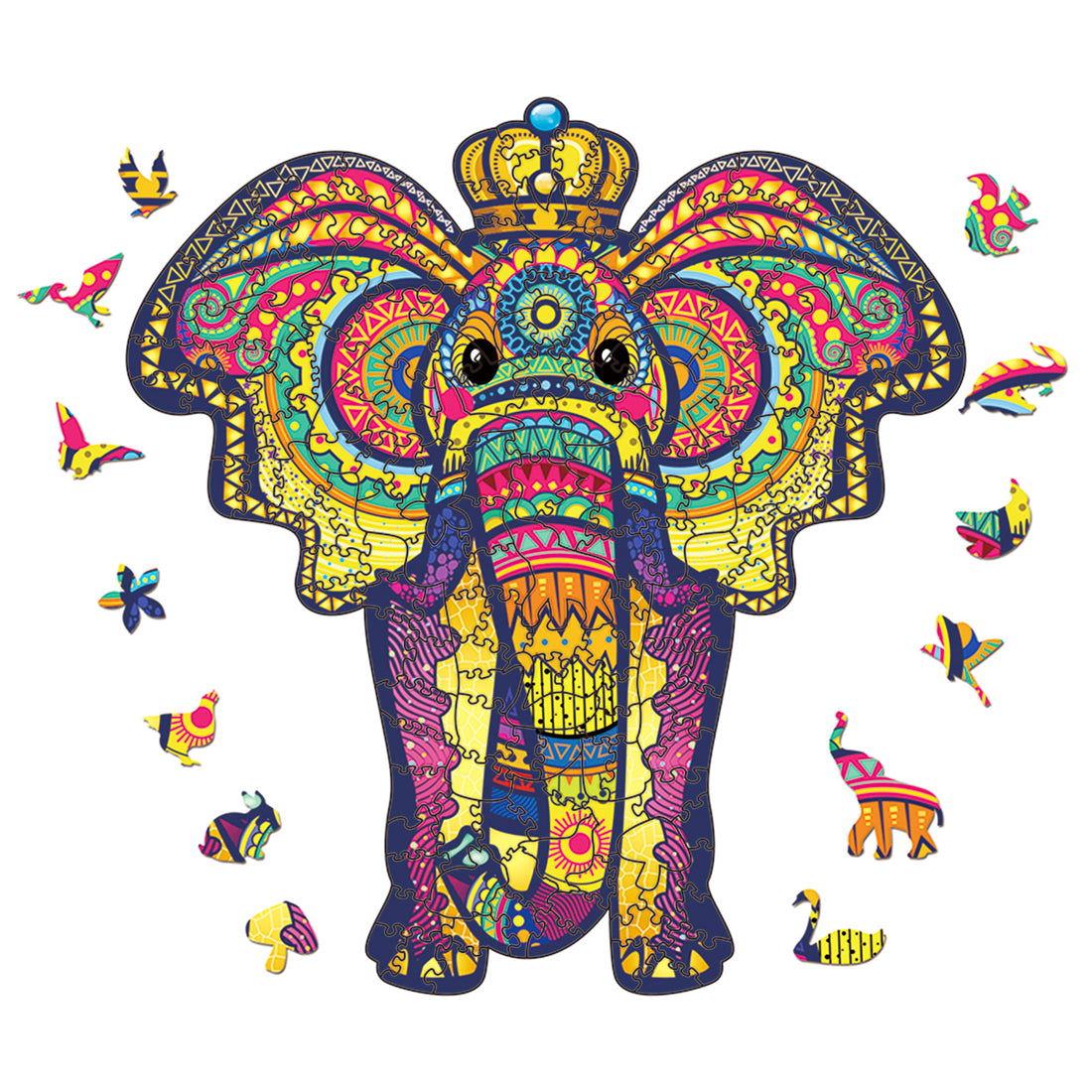 Multi-Size Crowned Elephant Wooden Puzzle