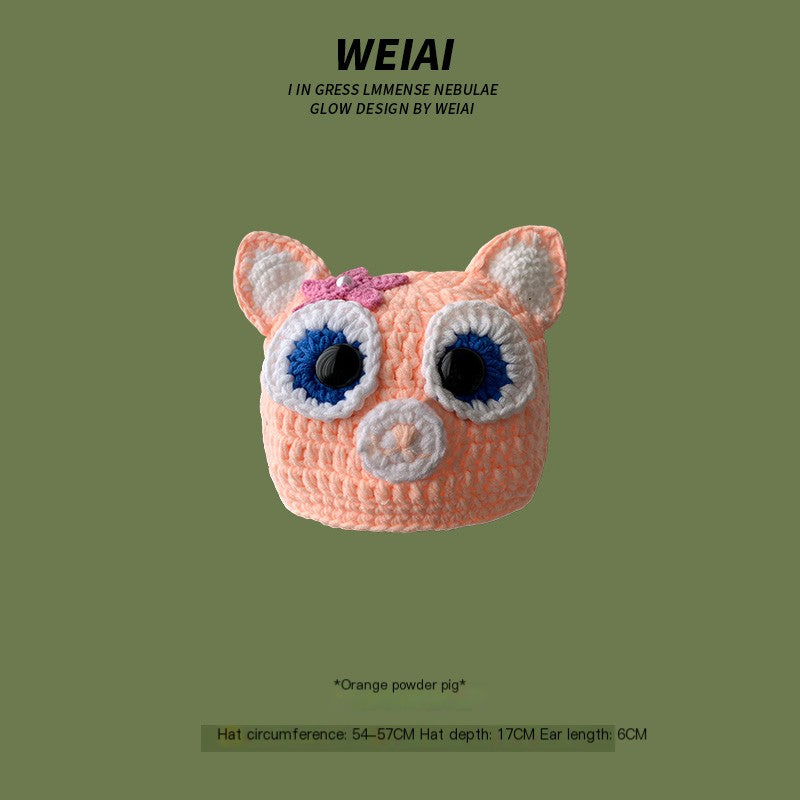 Cute Monster-Inspired Hand-Knitted Beanie - Essential for Autumn and Winter Warmth