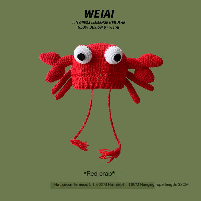 Cute Monster-Inspired Hand-Knitted Beanie - Essential for Autumn and Winter Warmth